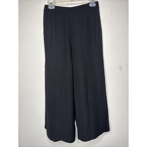 Yigal Azrouel Crepe Womens  Black Wide Leg Trouser Pant Split Leg Size 4